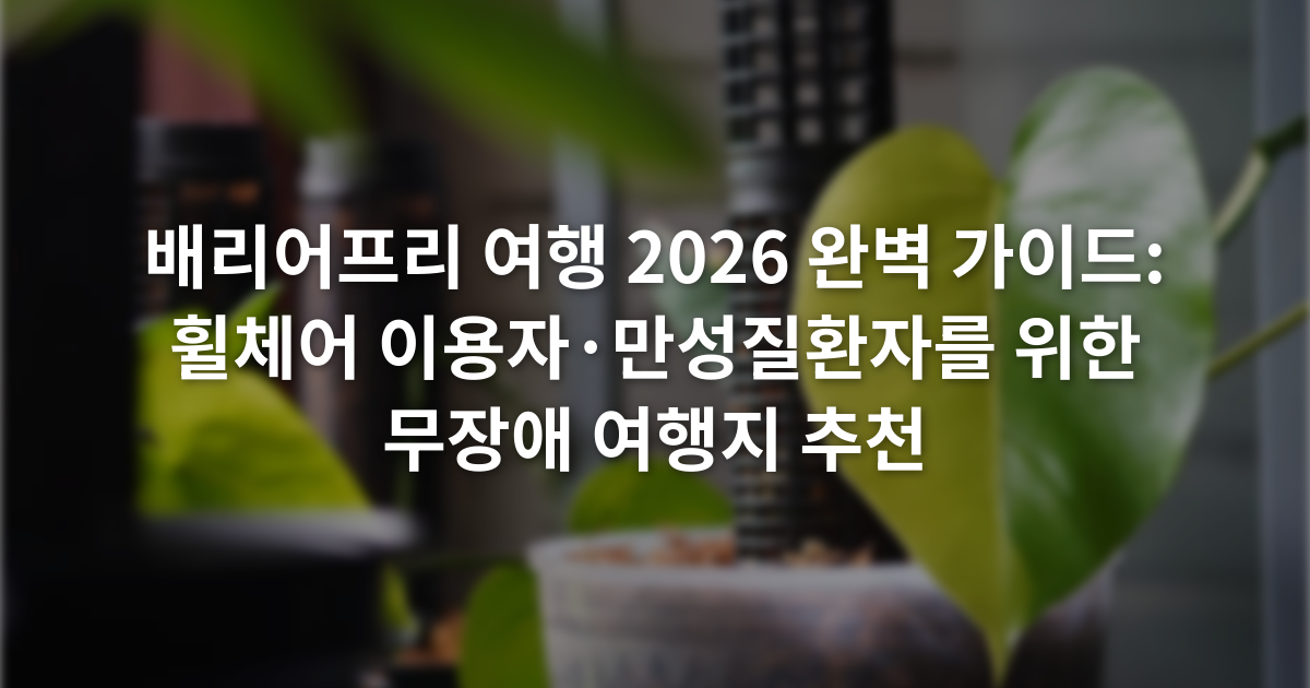 배리어프리 여행 2026 완벽 가이드: 휠체어 이용자·만성질환자를 위한 무장애 여행지 추천