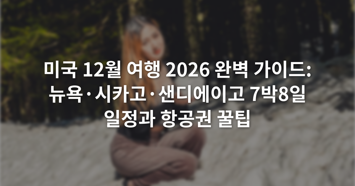 미국 12월 여행 2026 완벽 가이드: 뉴욕·시카고·샌디에이고 7박8일 일정과 항공권 꿀팁