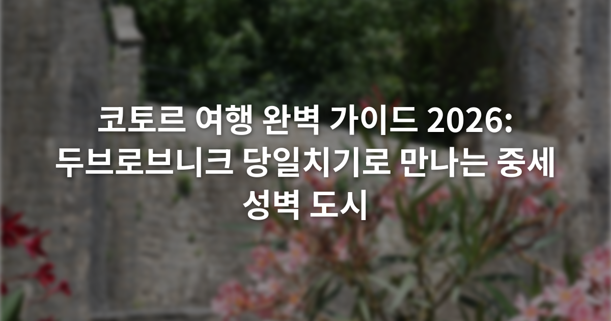 코토르 여행 완벽 가이드 2026: 두브로브니크 당일치기로 만나는 중세 성벽 도시