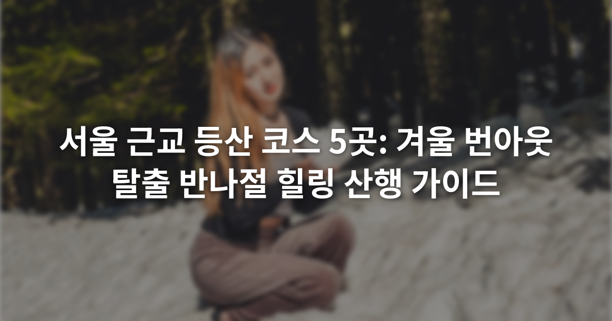 서울 근교 등산 코스 5곳: 겨울 번아웃 탈출 반나절 힐링 산행 가이드