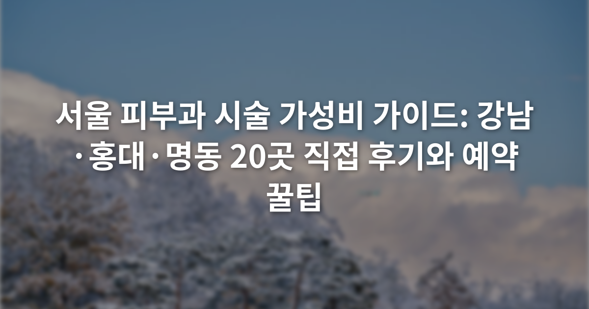 서울 피부과 시술 가성비 가이드: 강남·홍대·명동 20곳 직접 후기와 예약 꿀팁