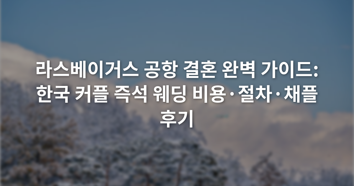 라스베이거스 공항 결혼 완벽 가이드: 한국 커플 즉석 웨딩 비용·절차·채플 후기