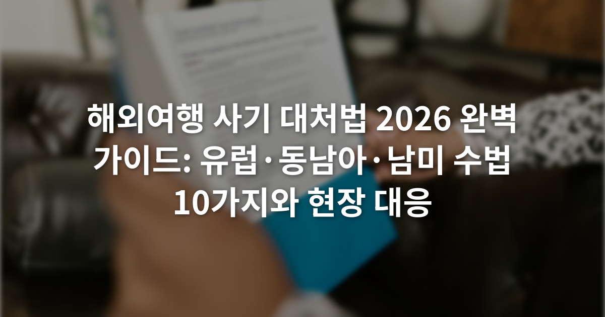 해외여행 사기 대처법 2026 완벽 가이드: 유럽·동남아·남미 수법 10가지와 현장 대응