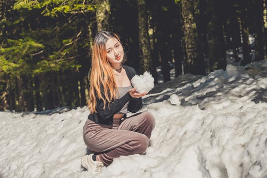 그랜드 티턴 국립공원 겨울 입구 표지판과 눈 덮인 풍경