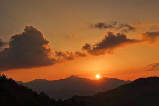 케코바 블루크루즈 일몰 풍경과 굴렛 실루엣