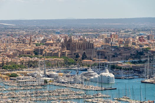 마요르카 요트 여행 팔마 항구에서 출발하는 요트 전경