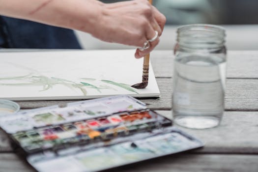 수채화 여행 드로잉 완성작 스케치북 펼친 모습