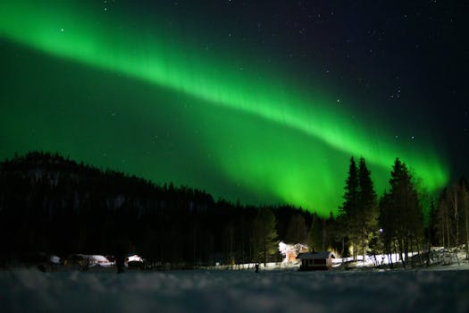 핀란드 라플란드 오로라 촬영 장비 세팅 삼각대와 카메라
