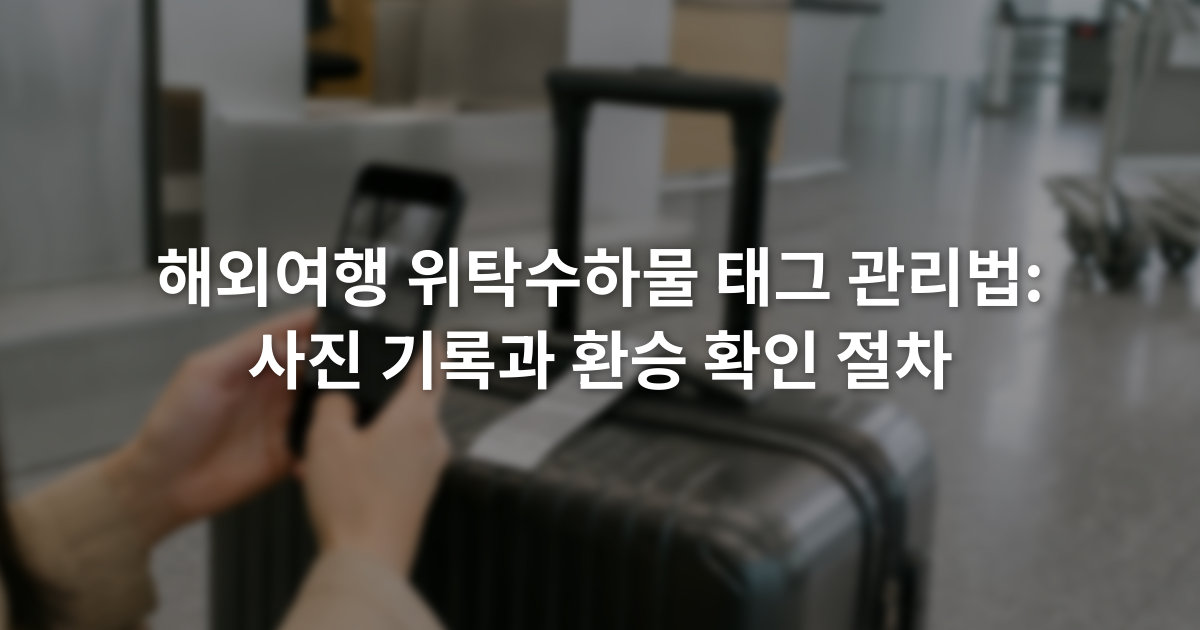 해외여행 위탁수하물 태그 관리법: 사진 기록과 환승 확인 절차