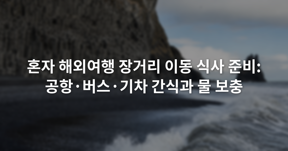 혼자 해외여행 장거리 이동 식사 준비: 공항·버스·기차 간식과 물 보충