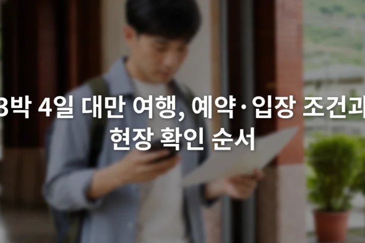 휴대전화의 예약 확인 화면과 종이 일정표를 함께 살펴보는 여행자