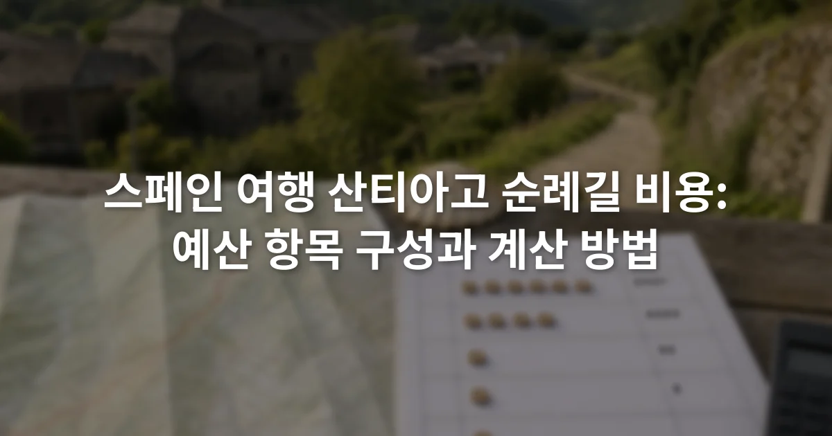 순례길 지도 옆에서 숙박 박수와 교통 횟수를 적는 예산표와 계산기
