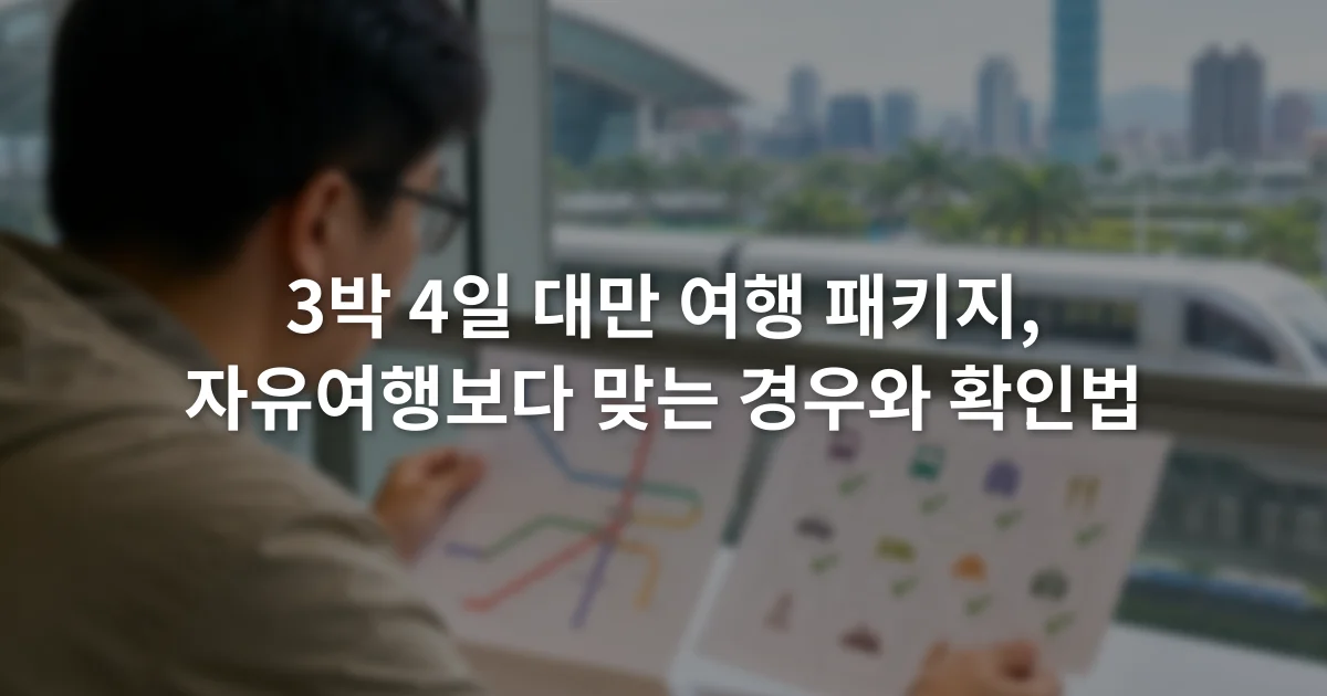 대만 공항철도 노선도와 패키지 포함 항목표를 나란히 살펴보는 여행자