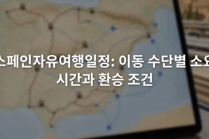 스페인 지도 위에서 열차와 항공편의 도시 간 이동 경로를 비교하는 화면