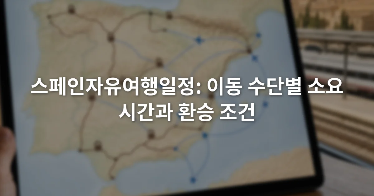 스페인 지도 위에서 열차와 항공편의 도시 간 이동 경로를 비교하는 화면