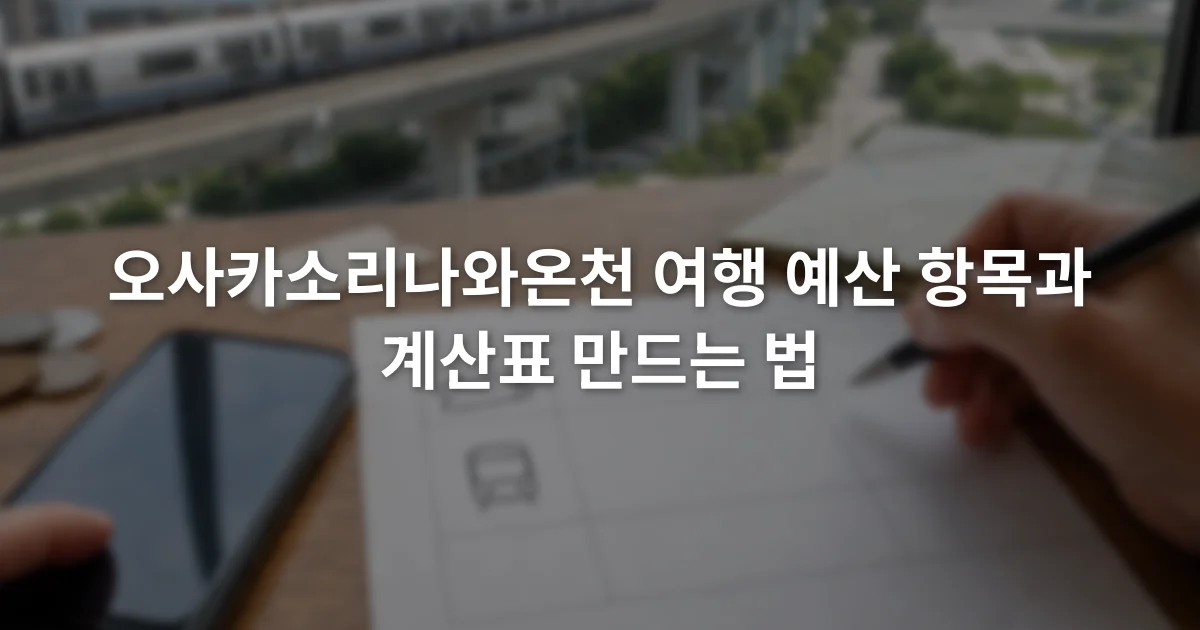 스마트폰 계산기 옆 여행 예산표에 입장권과 교통비 항목을 적는 장면