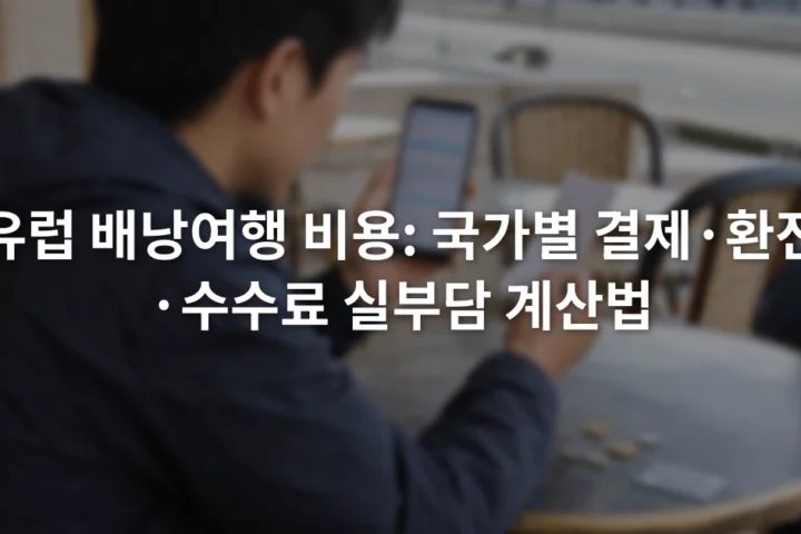 여행자가 휴대전화의 카드 청구 내역과 종이 환전 영수증을 나란히 비교하는 모습