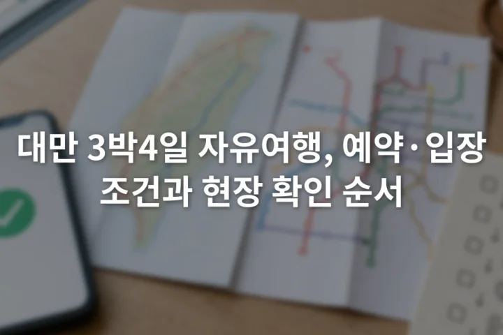 스마트폰 예약 확인 화면 옆에 교통 노선도와 여행 메모가 놓인 모습