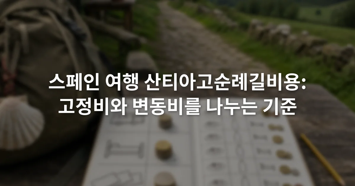 순례 배낭 옆에서 교통비와 숙박비를 고정비와 변동비로 나누어 적는 예산표