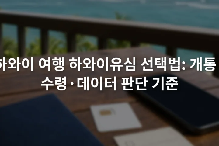 여권과 스마트폰 옆에 놓인 유심 카드와 여행 준비 메모