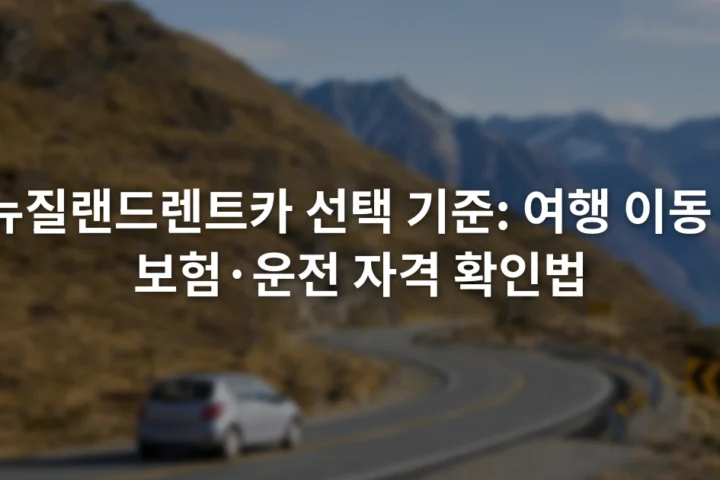 뉴질랜드의 좌측 차로를 달리는 차량과 산지 도로 안내표지