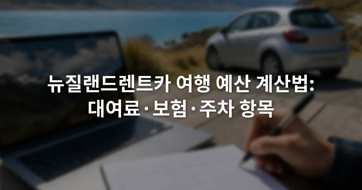 노트북의 렌터카 견적 화면 옆에서 대여료와 연료비, 주차비를 예산표에 적는 장면