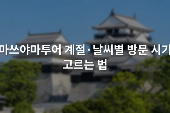 맑은 날 마쓰야마성 천수와 성곽 주변의 나무가 보이는 풍경