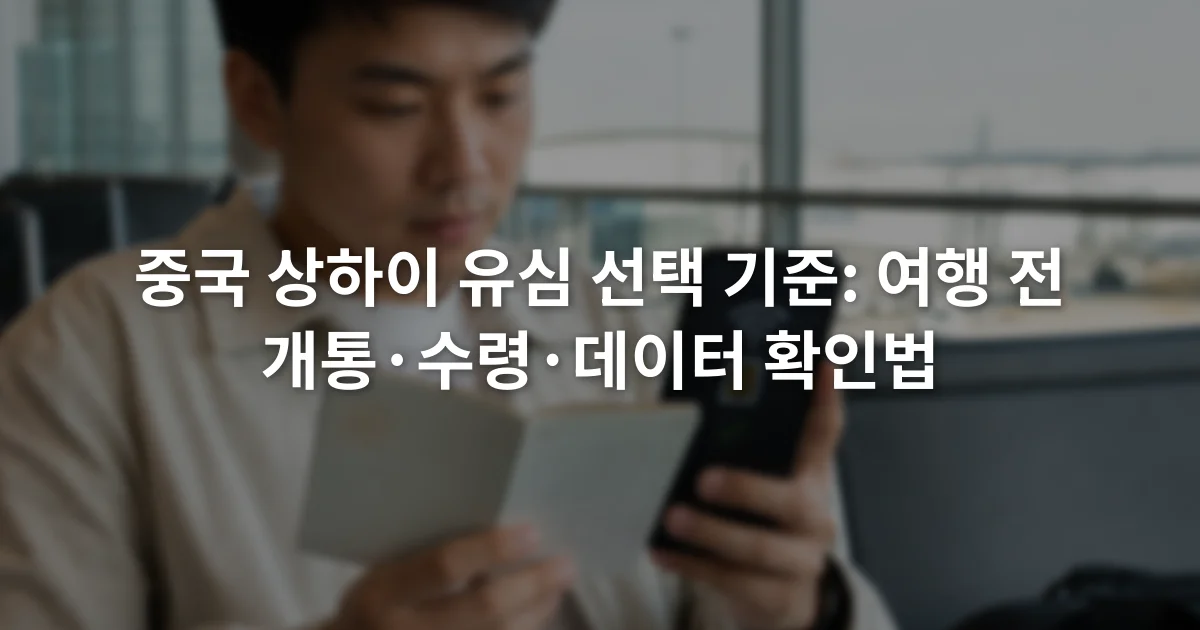 공항 출국장 좌석에서 휴대전화의 eSIM 설정 화면과 여권을 함께 확인하는 여행자